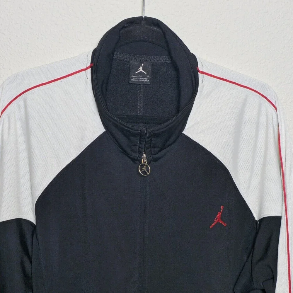 Jordan Full Zip Track Jacket XL Black White Red Jumpman Athletic Warm Up